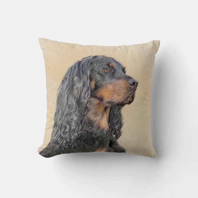 Gordon Setter Painting - Niedliche Original Dog Ar Kissen (Vorderseite)