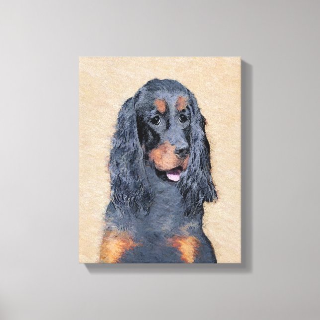 Gordon Setter Painting - Niedliche Original Dog Ar Leinwanddruck (Vorderseite)