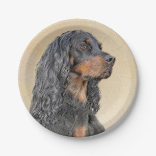 Gordon Setter Painting - Niedliche Original Dog Ar Pappteller