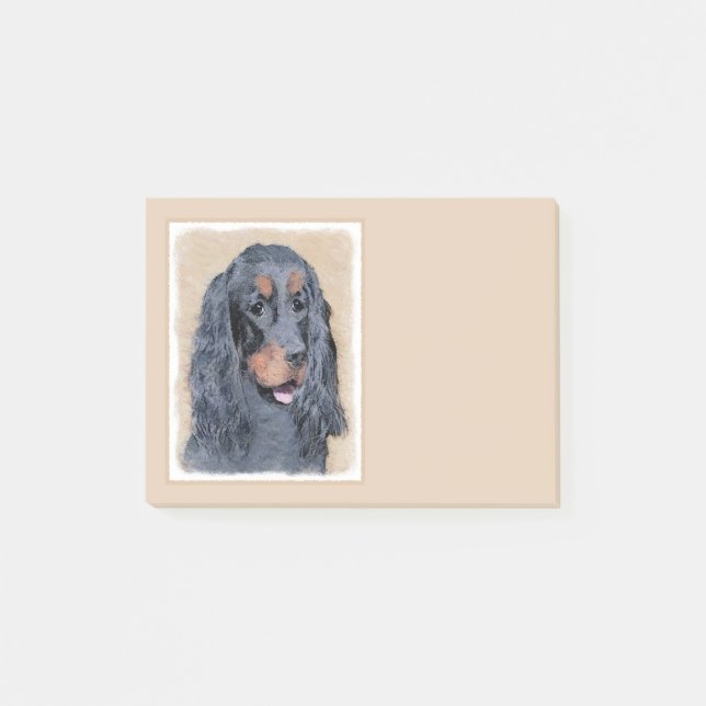 Gordon Setter Painting - Niedliche Original Dog Ar Post-it Klebezettel (Vorderseite)