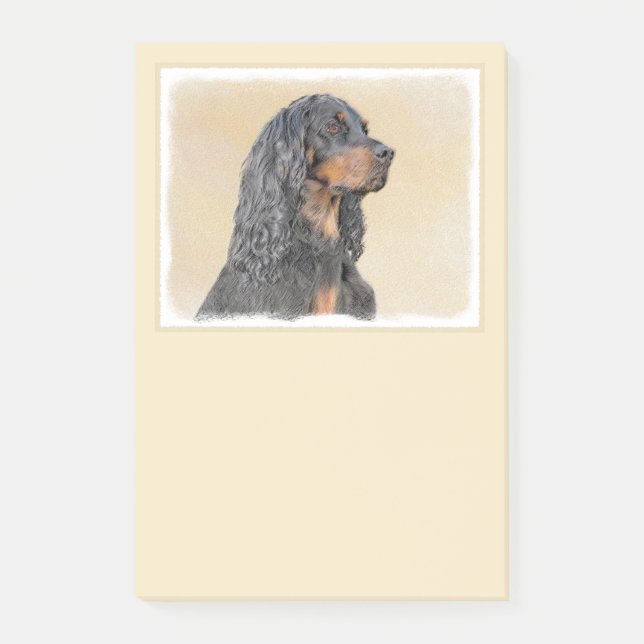 Gordon Setter Painting - Niedliche Original Dog Ar Post-it Klebezettel (Vorderseite)