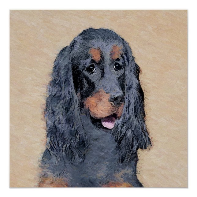 Gordon Setter Painting - Niedliche Original Dog Ar Poster (Vorderseite)