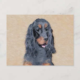 Gordon Setter Painting - Niedliche Original Dog Ar Postkarte