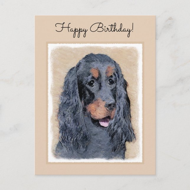 Gordon Setter Painting - Niedliche Original Dog Ar Postkarte (Vorderseite)
