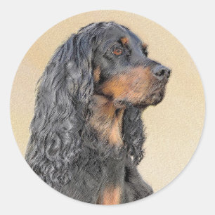 Gordon Setter Painting - Niedliche Original Dog Ar Runder Aufkleber