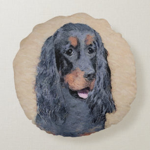 Gordon Setter Painting - Niedliche Original Dog Ar Rundes Kissen