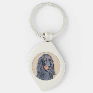 Gordon Setter Painting - Niedliche Original Dog Ar Schlüsselanhänger
