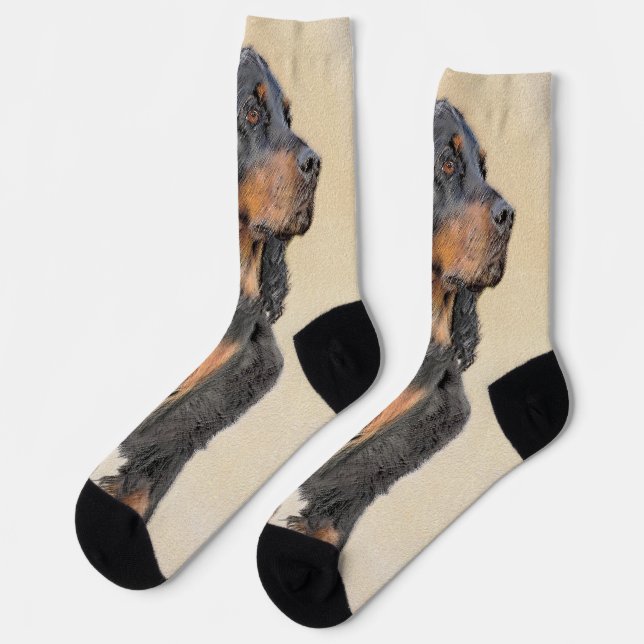 Gordon Setter Painting - Niedliche Original Dog Ar Socken (Linkes Detail)