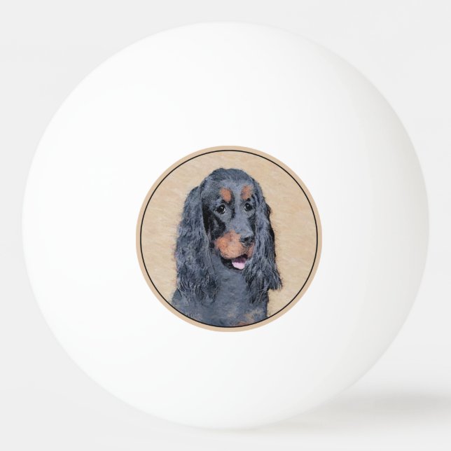 Gordon Setter Painting - Niedliche Original Dog Ar Tischtennisball (Vorderseite)