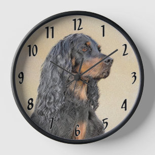 Gordon Setter Painting - Niedliche Original Dog Ar Uhr