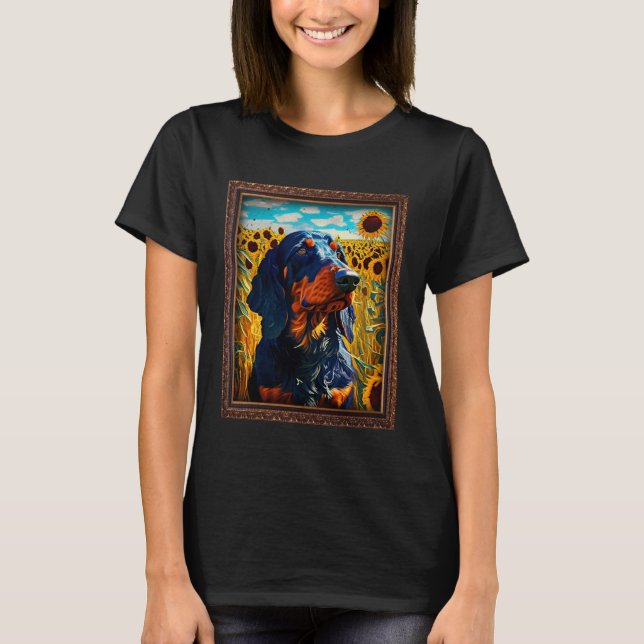 Gordon Setter Painting Sunflower Flower Mom Women  T-Shirt (Vorderseite)