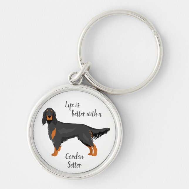 Gordon Setter Schlüsselanhänger. Personalisierte H Schlüsselanhänger (Vorne)