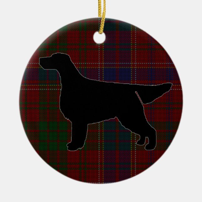 Gordon Setter Silhouette auf Tartan Ornament (Vorne)