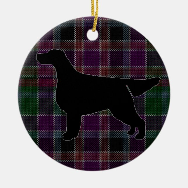 Gordon Setter Silhouette auf Tartan Ornament (Vorne)