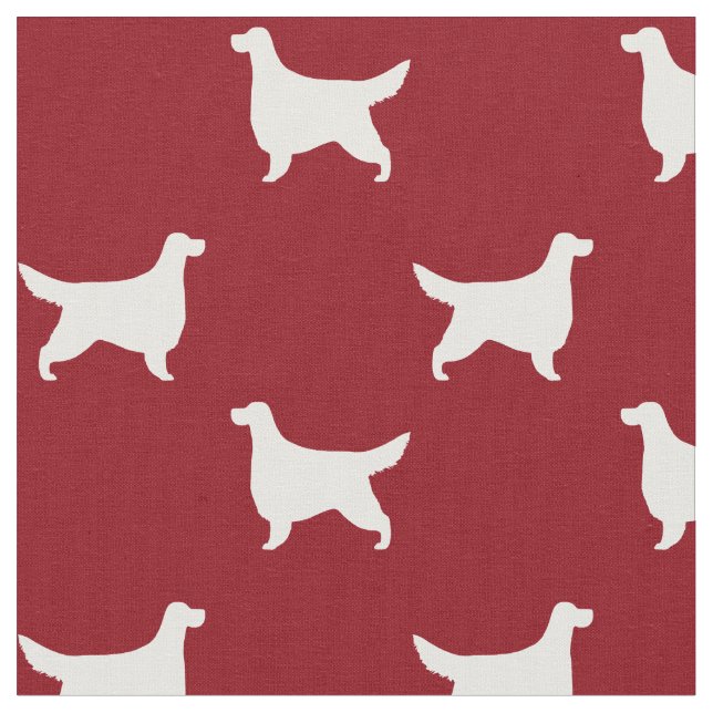 Gordon Setter Silhouetten Muster Rot und Weiß Stoff (Nahaufnahme)