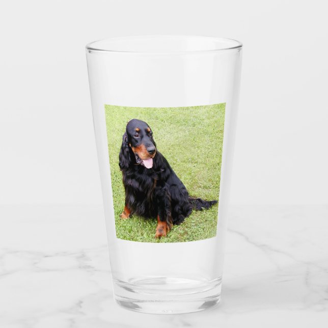 Gordon Setter sitzend Glas (Vorderseite)