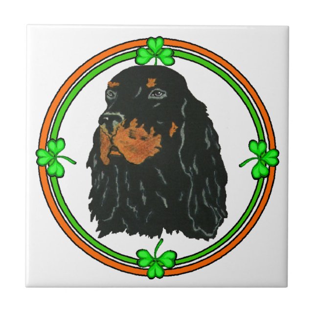 Gordon Setter St Patricks Fliese (Vorderseite)