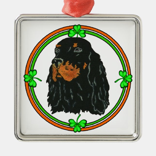 Gordon Setter St Patricks Ornament Aus Metall (Vorne)