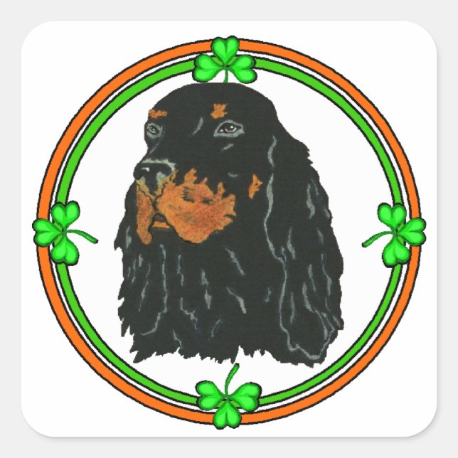 Gordon Setter St Patricks Quadratischer Aufkleber (Vorderseite)