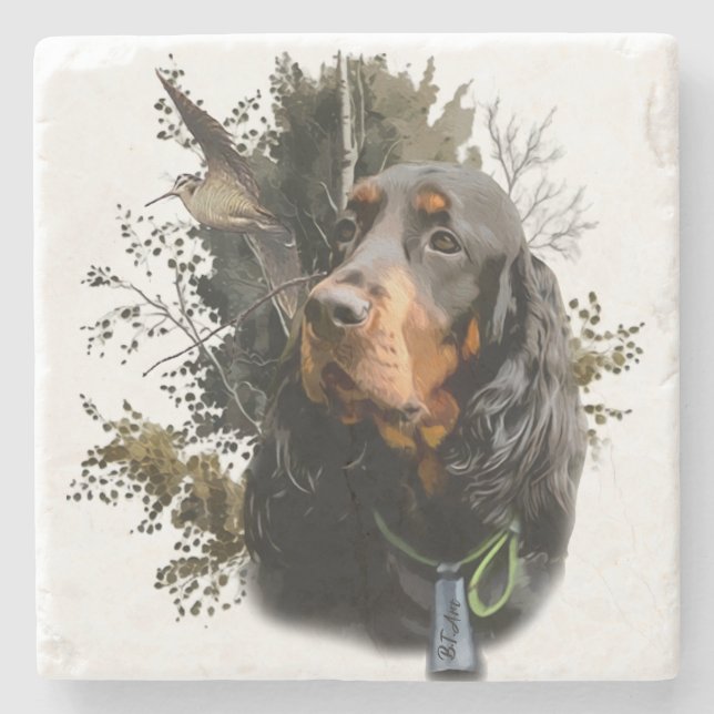 Gordon Setter Steinuntersetzer (Vorderseite)