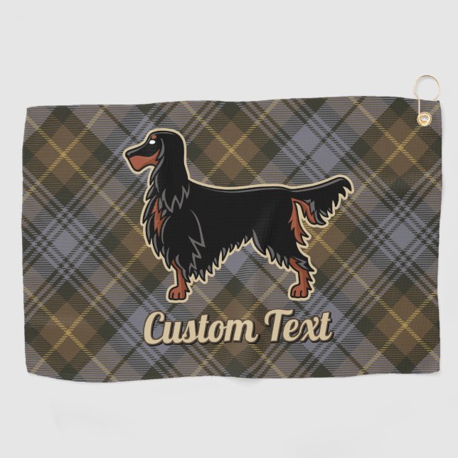 Gordon Setter über Wettergewitterter Gordon Tartan Golfhandtuch (Horizontal)
