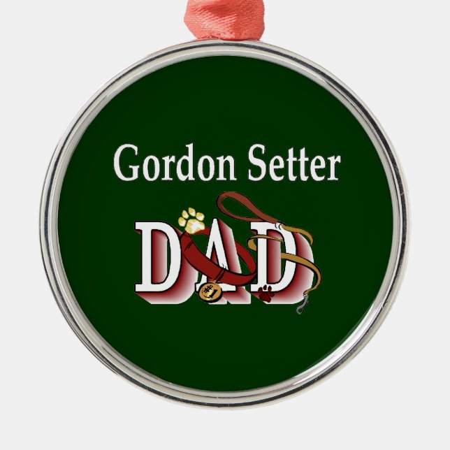 Gordon Setter Vater Silbernes Ornament (Vorne)