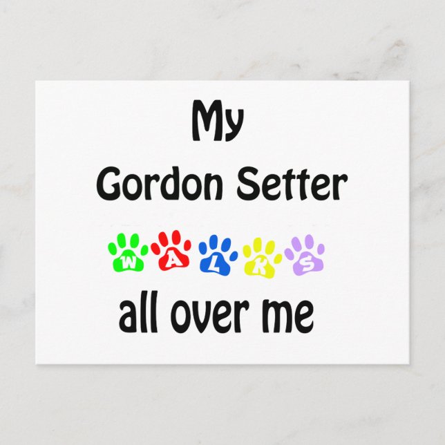Gordon Setter Walks Design Postkarte (Vorderseite)