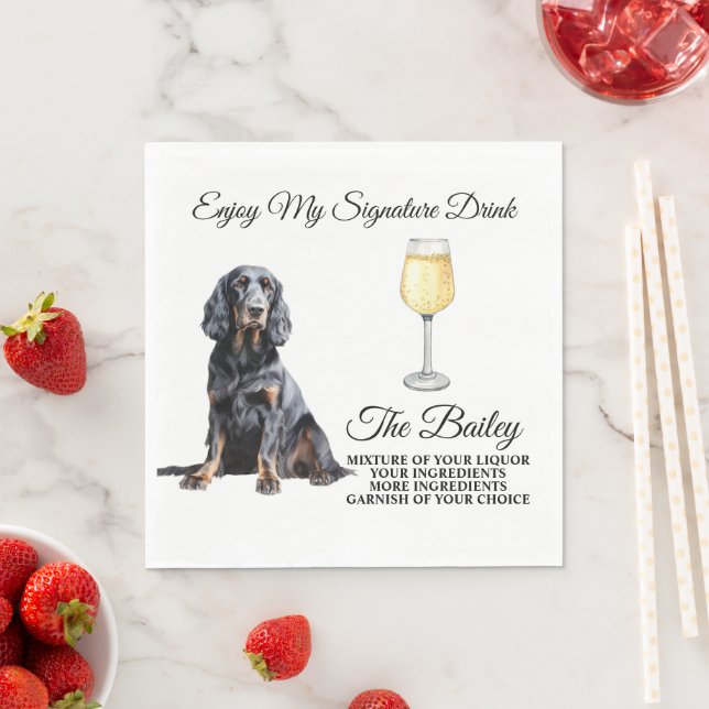 Gordon Setter Wedding Signature Drink Napkins Serviette (Beispiel)