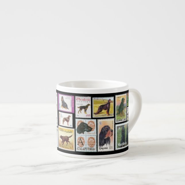 Gordon Setter World Briefmarke Espresso Tasse (Vorderseite Rechts)