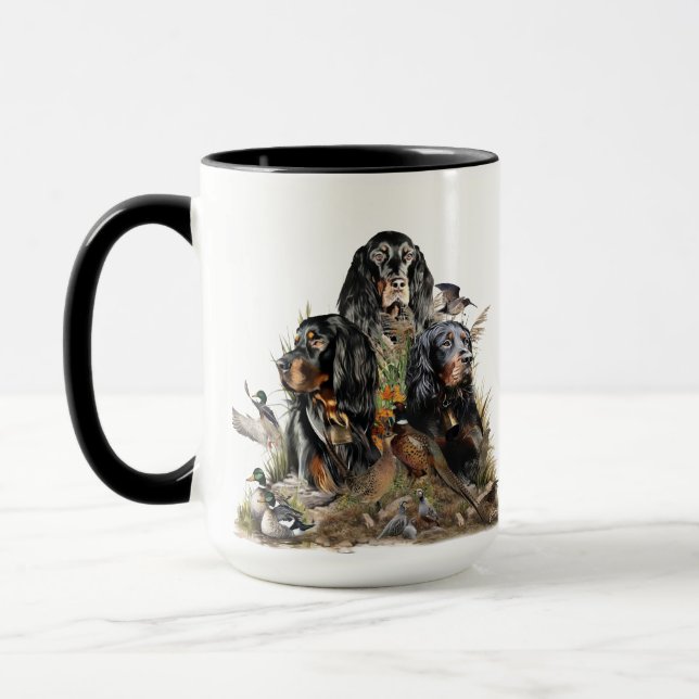 Gordon Setters , Vogelleidenschaft , Kunst Tasse (Links)
