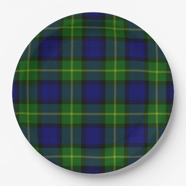 Gordon tartan blue kariert pappteller (Vorderseite)
