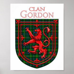 Gordon Tartan Scottish Kariert Lion Rampant Poster