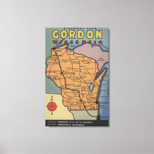 Gordon, Wisconsin - Große Buchstabenszenen Leinwanddruck