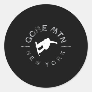 Gore Mountain New York Vintag Retro Snowboarden Runder Aufkleber