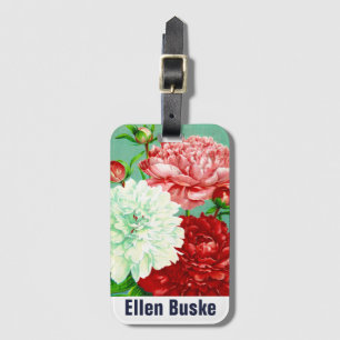 Gorgees Vintag Peonies Monogram Gepäckanhänger