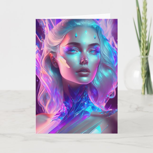 Gorgeous Ai Art Hübsch Icy Glass wie Woman Karte (Vorderseite)