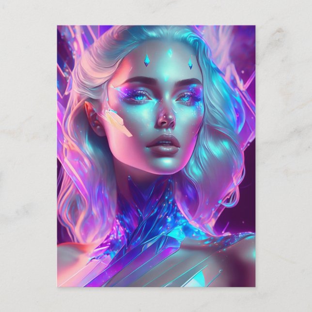 Gorgeous Ai Art Hübsch Icy Glass wie Woman Postkarte (Vorderseite)