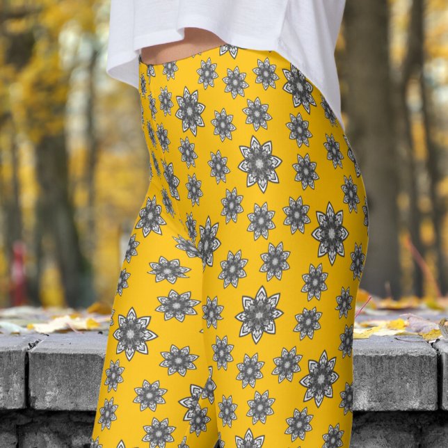 Gorgeous Amber Orange Mandela Pattern Leggings (Mandela on Amber )