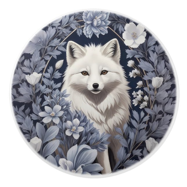 Gorgeous Arctic Fox William Morris Inspiriert Keramikknauf (Vorderseite)