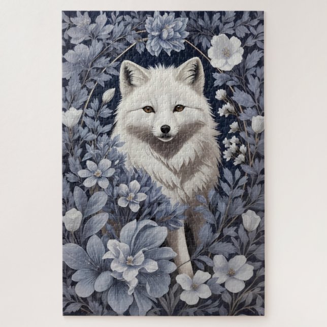 Gorgeous Arctic Fox William Morris Inspiriert Puzzle (Vertikal)