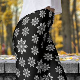 Gorgeous Black Mandela Pattern Leggings