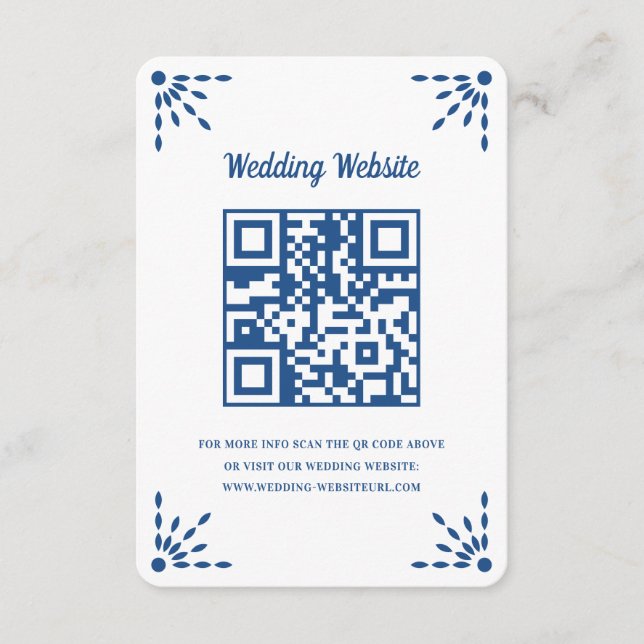 Gorgeous Blue Papel Picado Wedding QR Code Begleitkarte (Vorderseite)