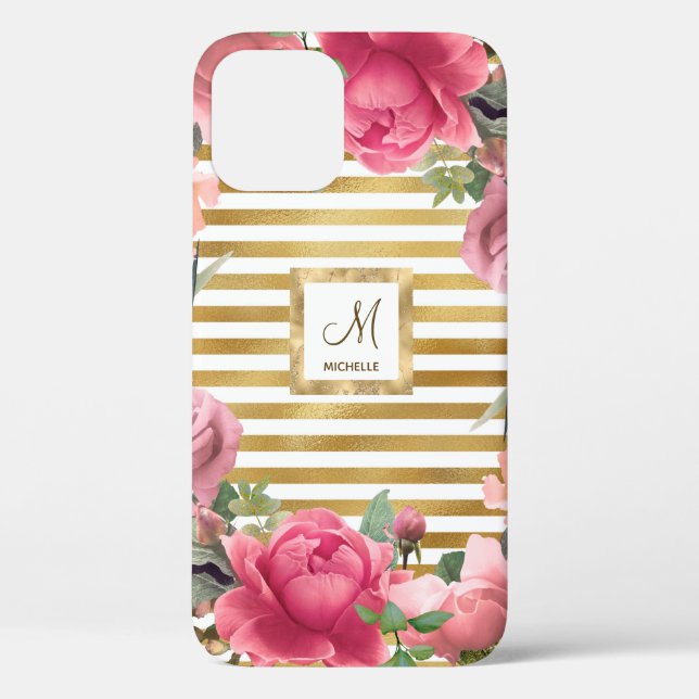 Gorgeous Blume Monogram Girly Case-Mate iPhone Hülle (Rückseite)