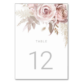 Gorgeous Blush Floral Wedding Reception Party Tischnummer