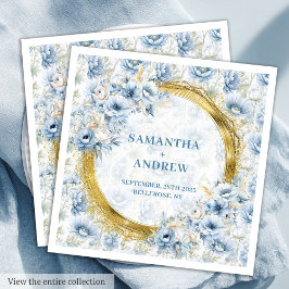 Gorgeous Boho Dusty Blue Gold Glitzern Wedding Nic Serviette