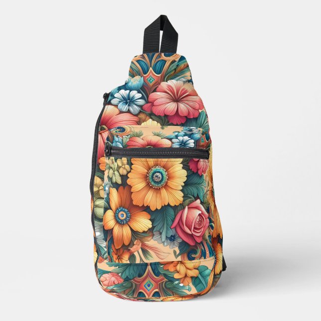 Gorgeous Bouquet von Blume Crossbody Bag (Vorderseite)