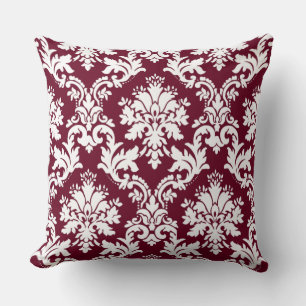 Gorgeous Burgundy Damask Blumenmuster Kissen
