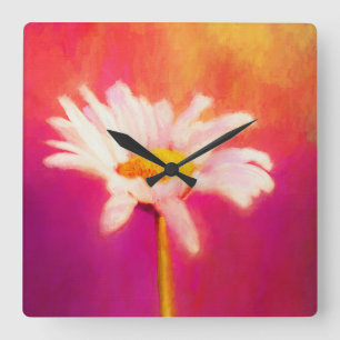 Gorgeous Daisy Art Quadratische Wanduhr