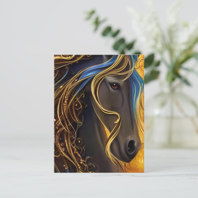 Gorgeous Dark Horse Triptych Postkarte (Stehend Vorderseite)