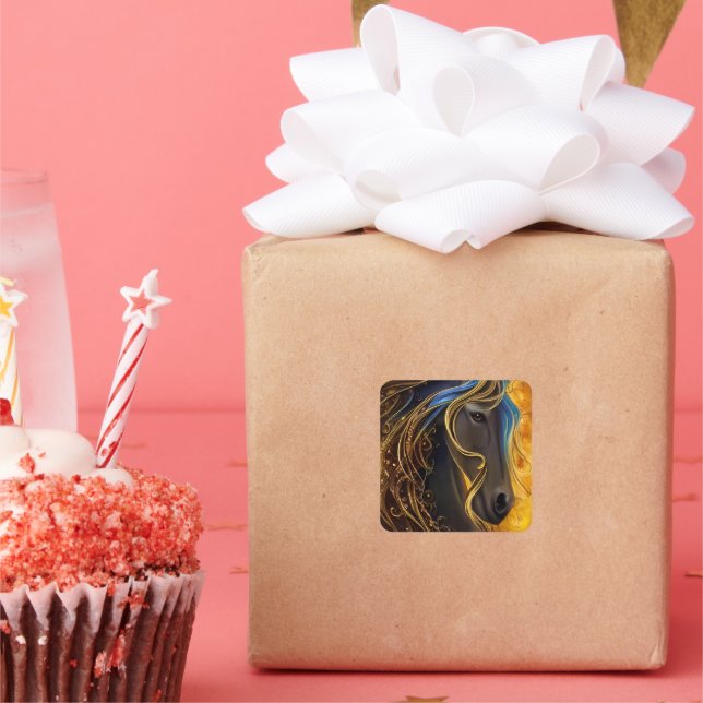 Gorgeous Dark Horse Triptych Quadratischer Aufkleber (Party)